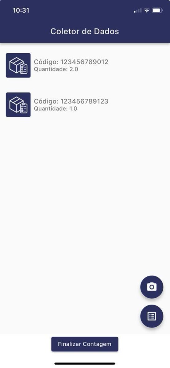 Mockup do app TKColetor (coletor de dados)